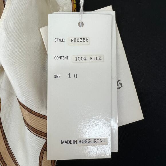 VINTAGE Mark Eisen White Beige 10 Top Silk Rope Knot Equestrian Button-Up NEW - Picture 8 of 9